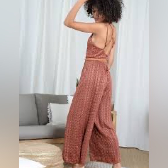 NWT Molly Bracken London  Retro Rust Wide Legged Fully Lined Jumpsuit ( SZ S) - Picture 2 of 12